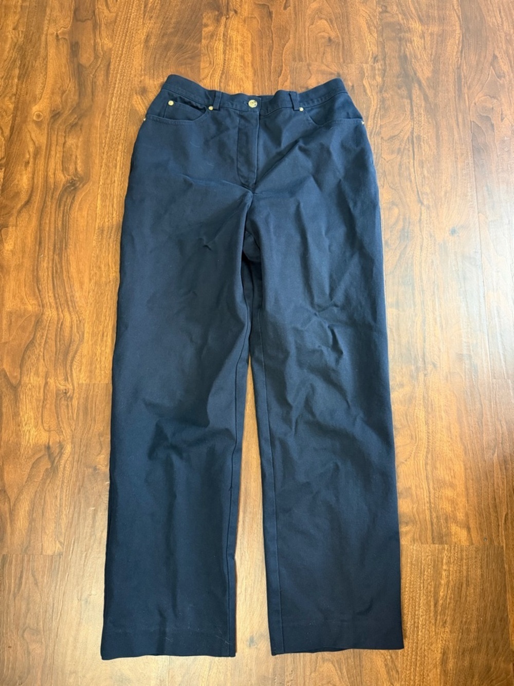 St. John Sport Straight-Leg Pants in Navy Blue
